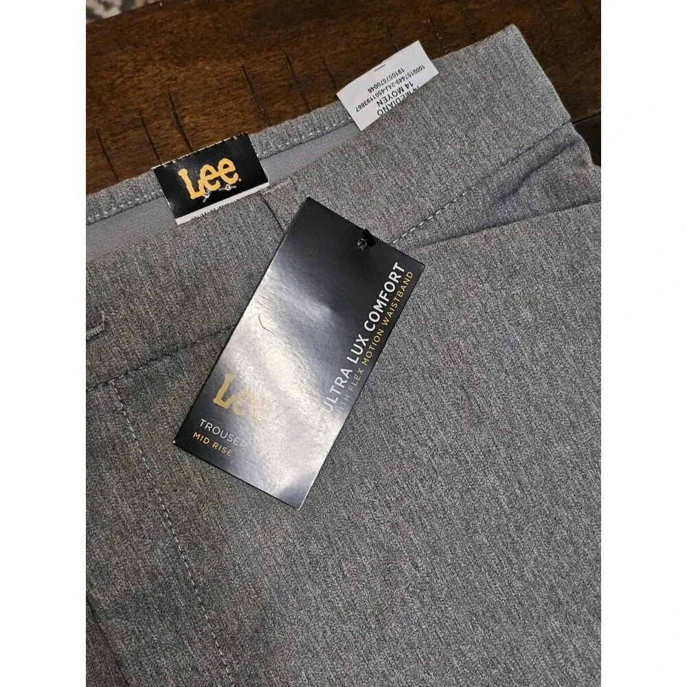 Lee  Pants  GrayWomen's  Flex Motion  Mid Rise Straight Leg Ash Heather  Sz 14 - Picture 7 of 10